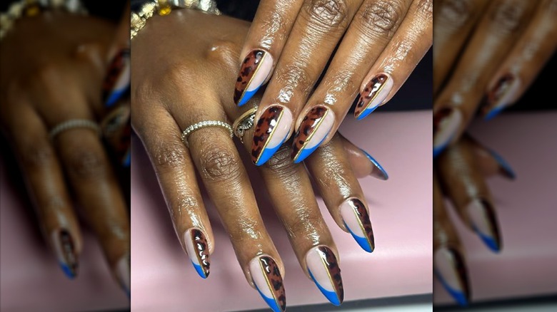 Half-tortoiseshell, half-French manicure