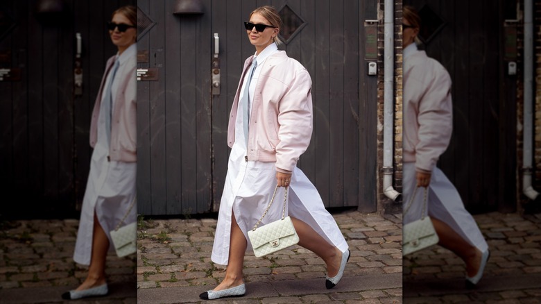 White quilted flats