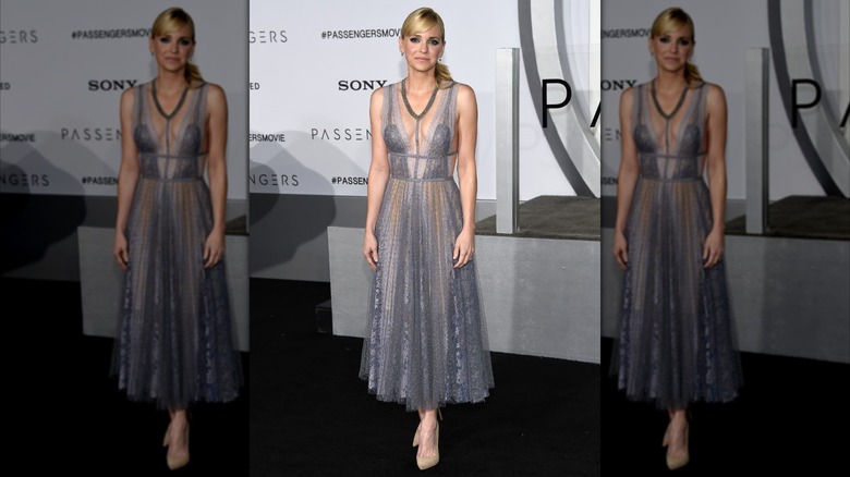 Anna Faris in a gray gown at an event in 2016