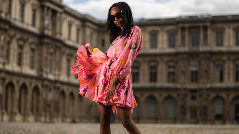 Woman in fit-and-flare dress 