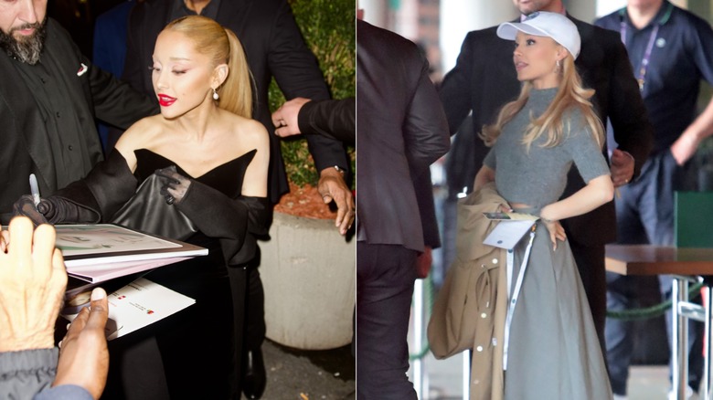 Ariana Grande out and about in 2023, side by side photos