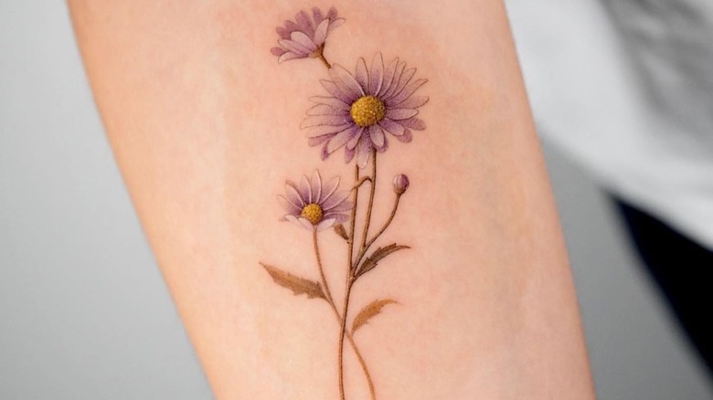 Small lavender aster tattoo