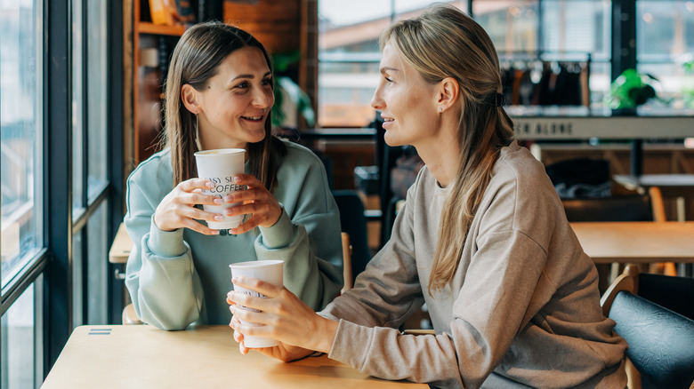 Two women talking