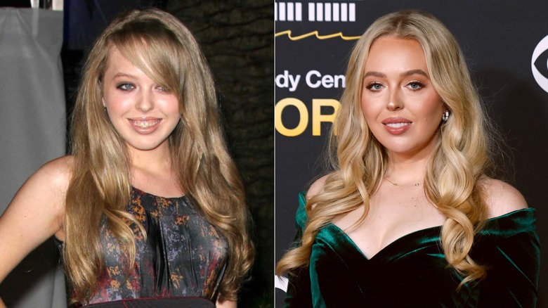 Side-by-side photos of Tiffany Trump comparing her look from when she was younger to her current look