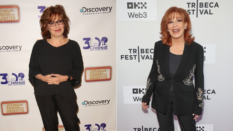 L: Joy Behar attends the Joy Behar's Friends with Benefits Fundraiser for The Retreat at Guild Hall on September 3, 2017 / R: Joy Behar attends the "Barbara Walter Tell Me Everything" premiere during the 2025 Tribeca Festival at SVA Theatre on June 12, 2025