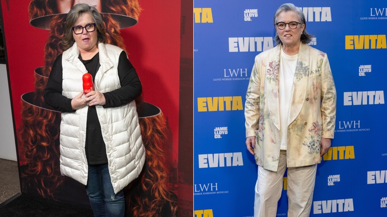 L: Rosie O'Donnell attends Russian Doll TV show season premiere on January 23, 2019 / R: Rosie O'Donnell attends the West End Opening Night of "Evita" at the London Palladium on July 01, 2025