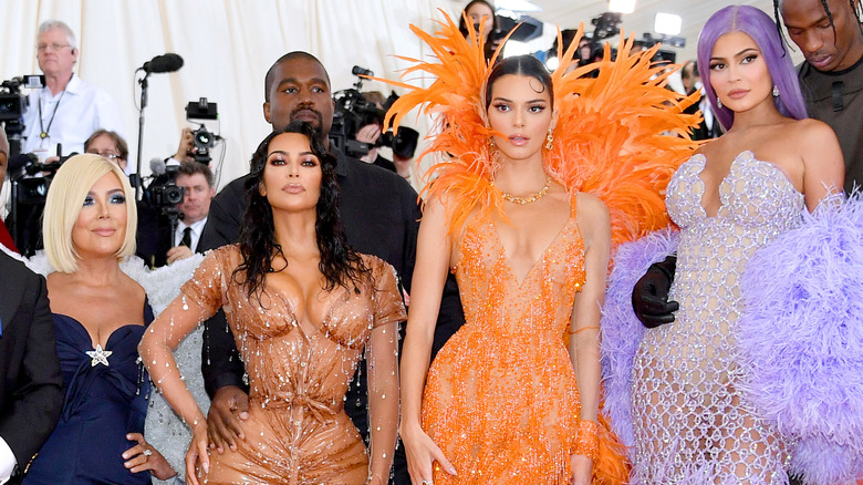 Kris Jenner, Kim Kardashian, Kendall Jenner, and Kylie Jenner pose at the Met Gala