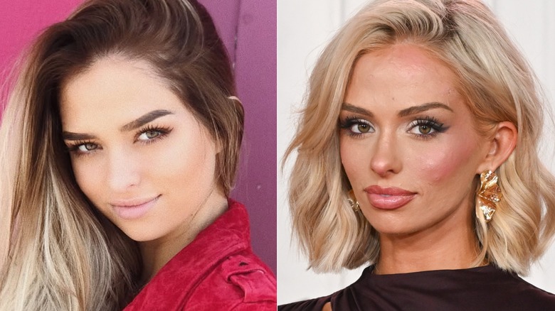 Miranda McWhorter posing sideways in 2017 and on the red carpet in 2026, side by side photos