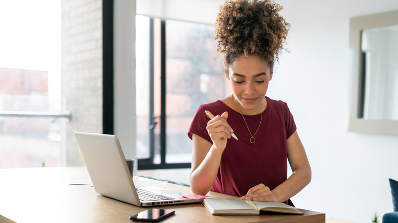 A woman fixing her schedule