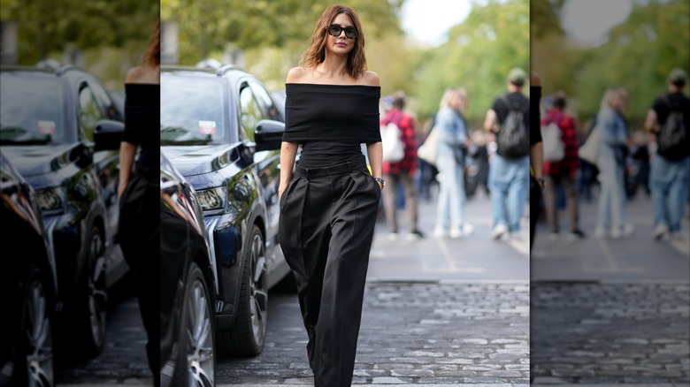 Woman in an off the shoulder top