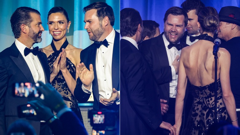 Bettina Anderson on stage with Donald Trump Jr and JD Vance