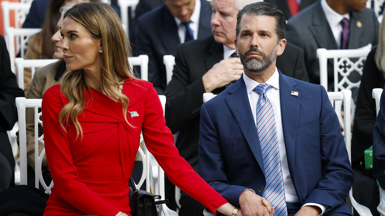 Bettina Anderson in a red dress with Donald Trump Jr. at the White House