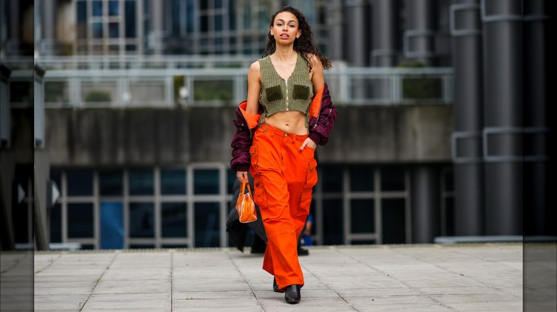 Woman wearing cargo pants