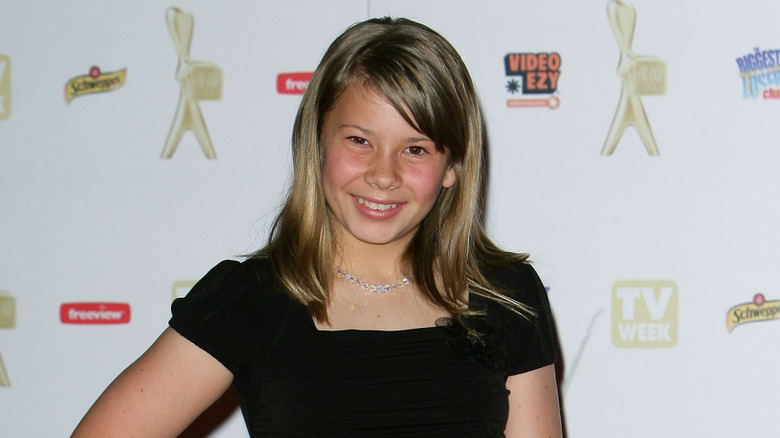 Bindi Irwin in a black dress