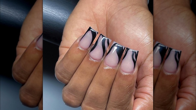 Black chrome nail art