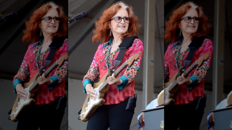 2018: Bonnie Raitt performs at the New Orleans Jazz and Heritage Festival in Louisiana.
