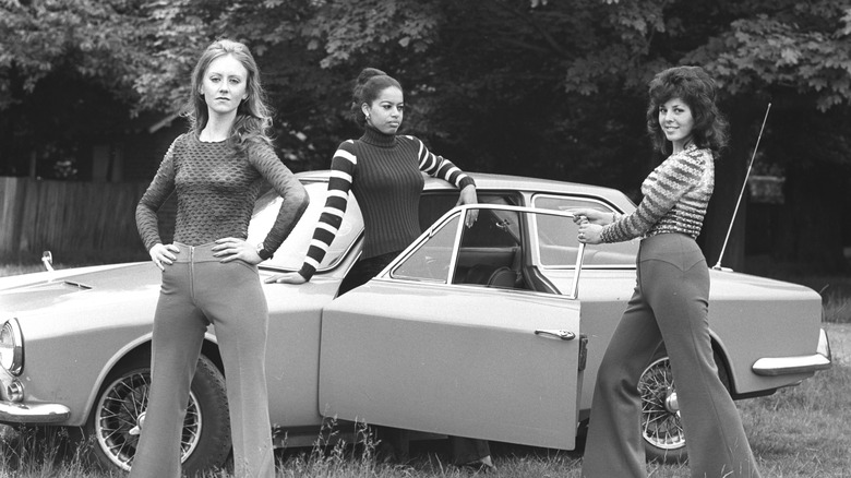 three women in the 1970s wearing trendy fashion