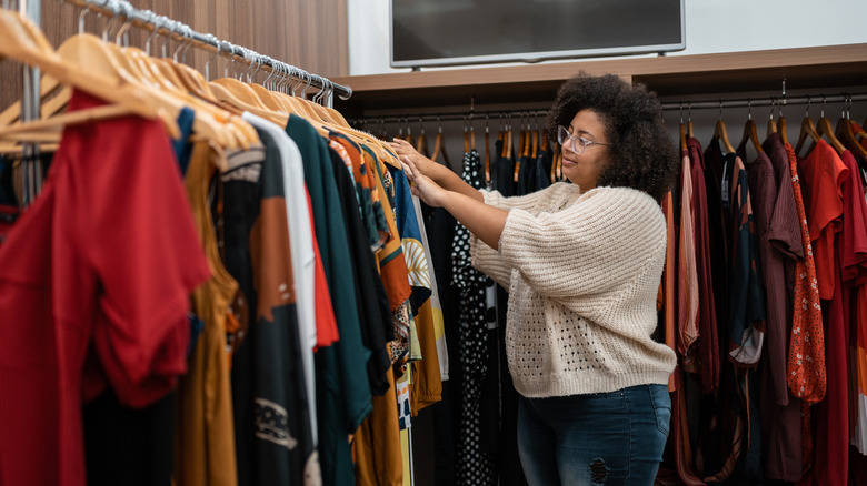 Woman shopping at a thrift store