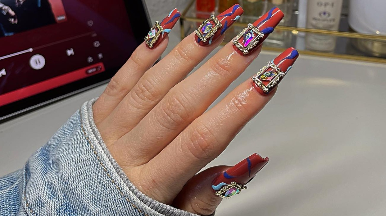 Metallic Ruby Nails: Bold Shine, Big Impact