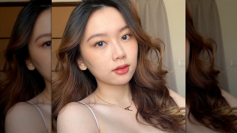 Wearing brown blush