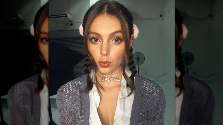 Wearing brown blush