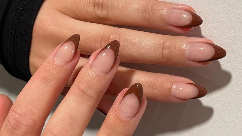 brown-tipped french manicure