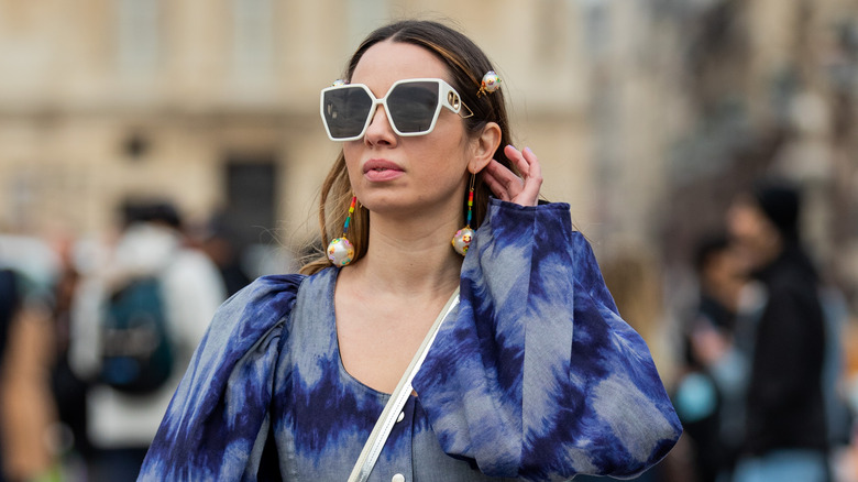Woman with earrings on 