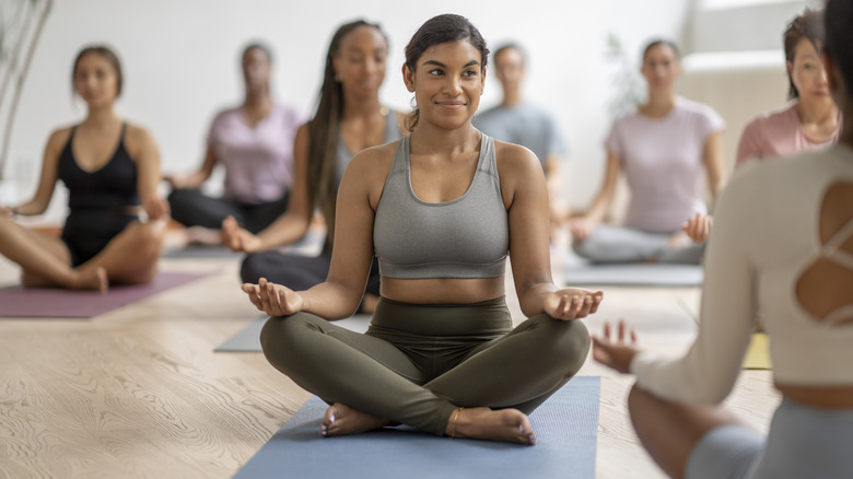 People in yoga class