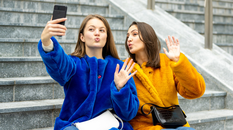 Women taking a selfie