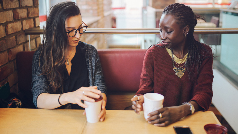 Two women talking
