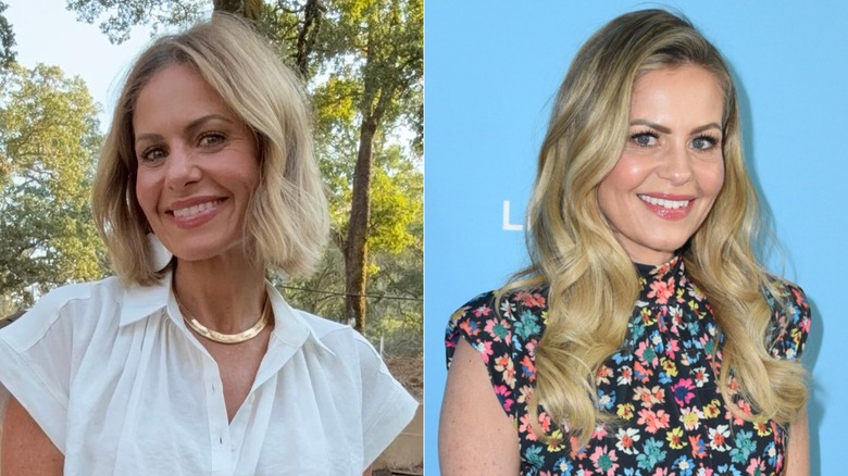 Candace Cameron Bure with short and long hair, side by side photos