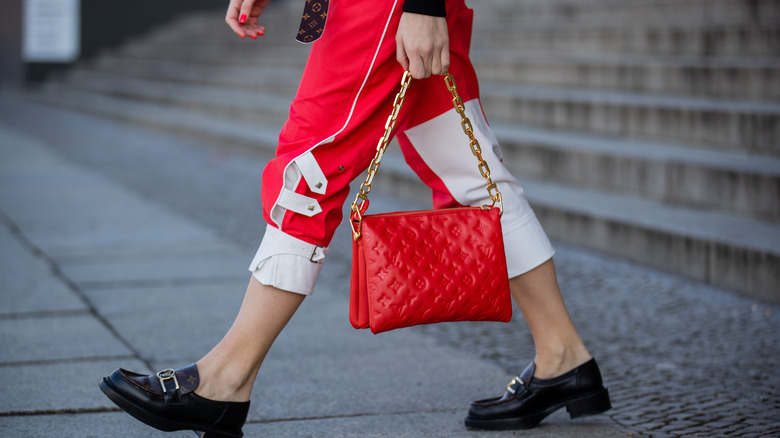 Red and white capris 