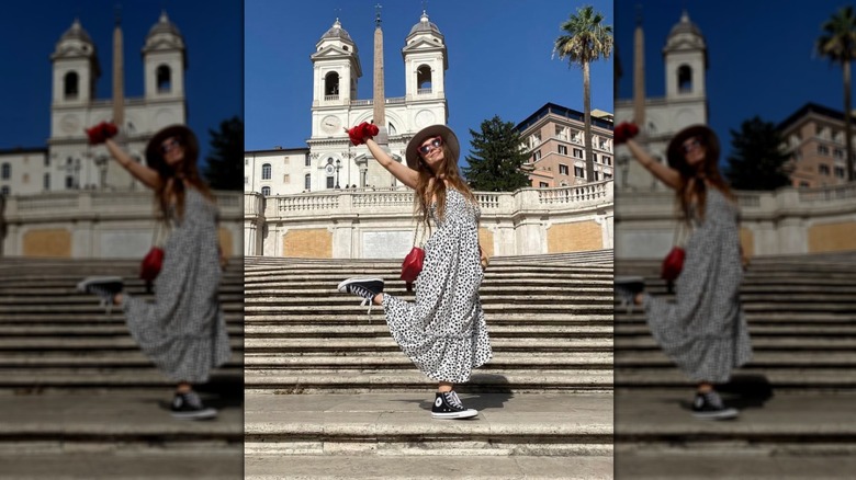 Billie Lourd on the Spanish Steps in Rome