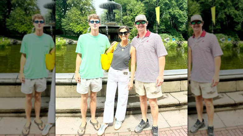 Kaitlan Collins posing for a photo with her brothers in Central Park in June 2024