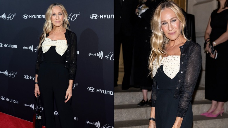 Sarah Jessica Parker in a black and white outfit