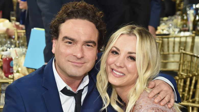 Johnny Galecki posing with Kaley Cuoco
