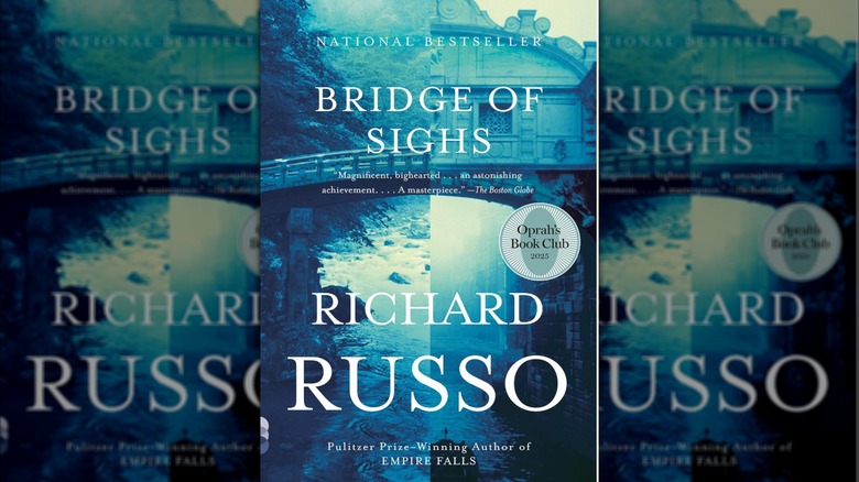 The book cover for Bridge of Sighs featuring a blue bridge scene