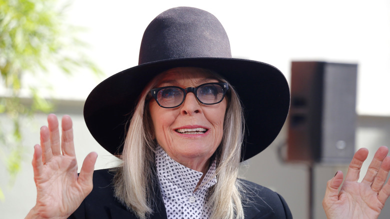 Diane Keaton waving