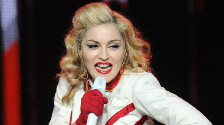 Madonna singing on stage