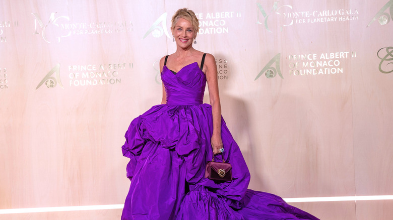 Sharon Stone in purple dress