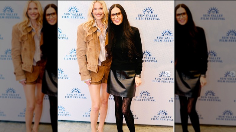 Ali Larter wearing suede shorts and suede blazer