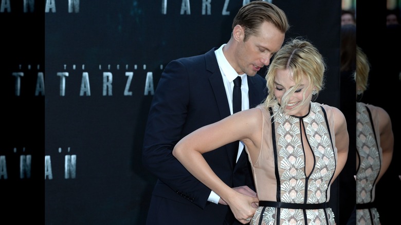 Margot Robbie and Alexander Skarsgard on the red carpet