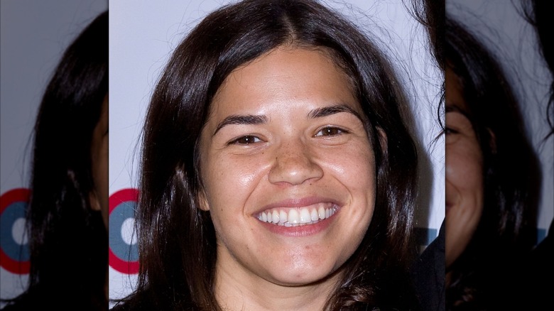 America Ferrera smiling without wearing any makeup on the 2013 Outfest Film Festival red carpet