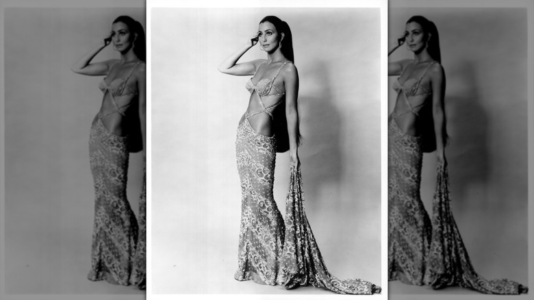 Cher posing with one hand on her face