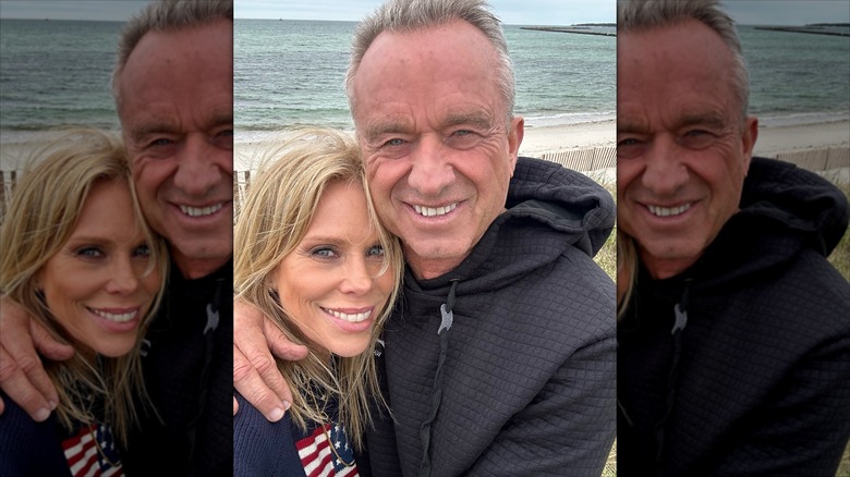 Cheryl Hines with Robert F. Kennedy Jr at the beach