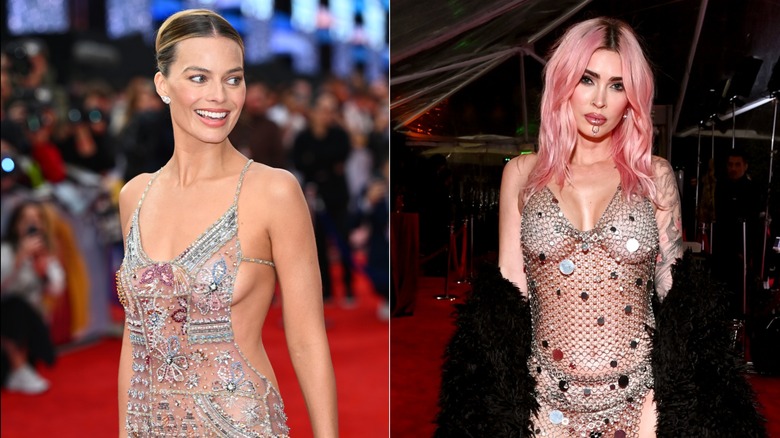 Margot Robbie and Megan Fox in sheer dresses on the red carpet