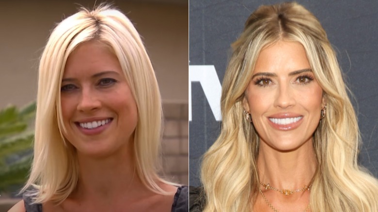 Two different images of Christina Haack with her smiling at the camera