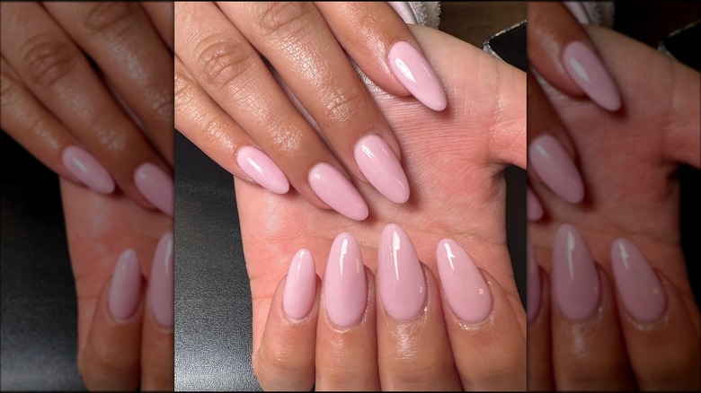 Baby pink manicure
