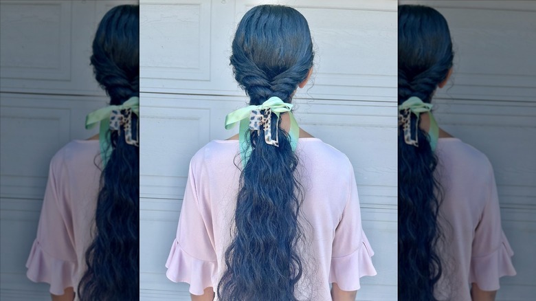 Woman with a ponytail and claw clip