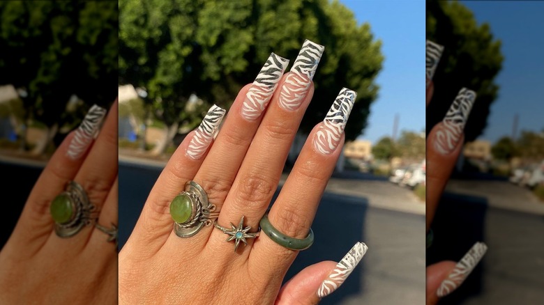 Zebra clear nails
